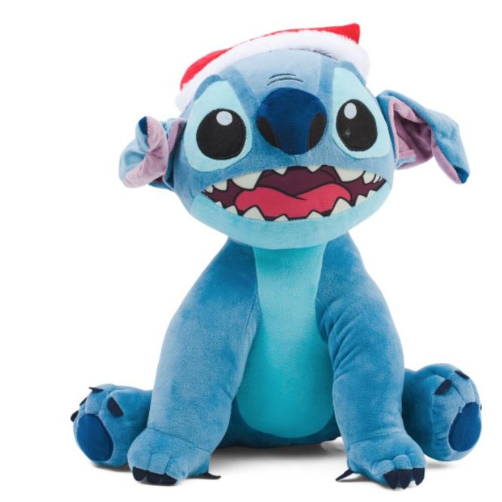 NWT Disney Stitch with Santa Hat Large 19" Plush Holiday Greeter Made by Disney
